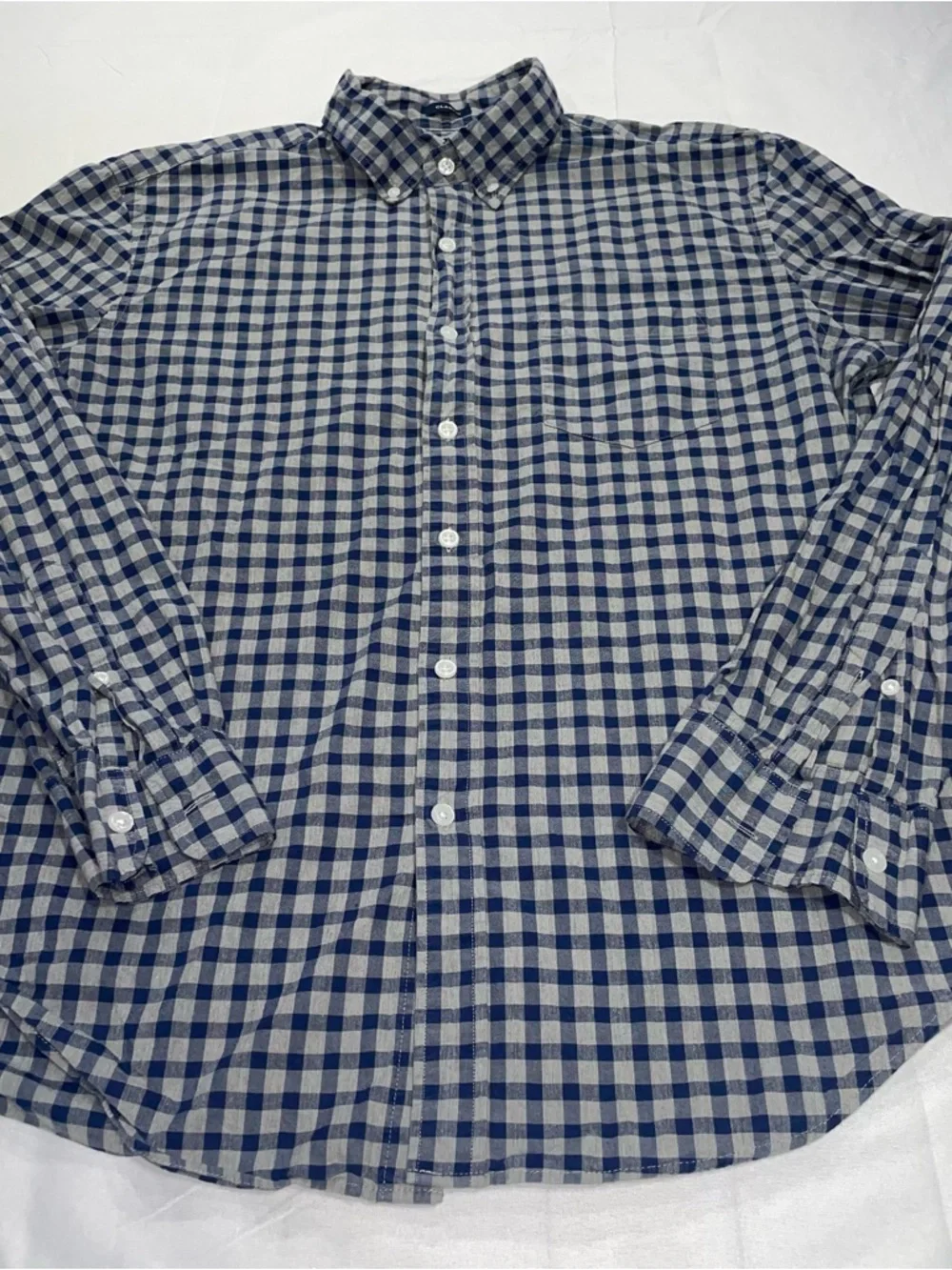 J. Crew Blue and Gray Gingham Button-Down Shirt‎